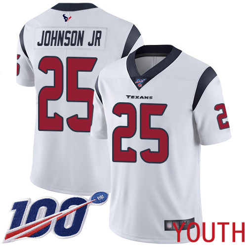 Houston Texans Limited White Youth Duke Johnson Jr Road Jersey NFL Football #25 100th Season Vapor Untouchable->youth nfl jersey->Youth Jersey